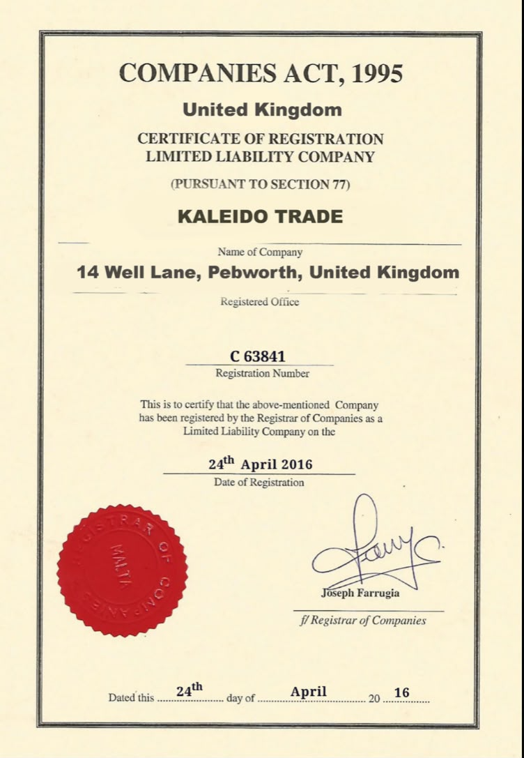 Certificate of Registration